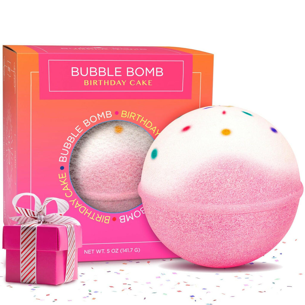 Birthday Cake Bath Bombs for Women Girls & Kids - Relaxing Pink Bubble Bath Bomb