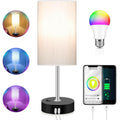 Bedroom Lamp with Smart RGB LED Bulb, Multicolor Changing Table Lamp for Bedroom