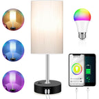 Bedroom Lamp with Smart RGB LED Bulb, Multicolor Changing Table Lamp for Bedroom