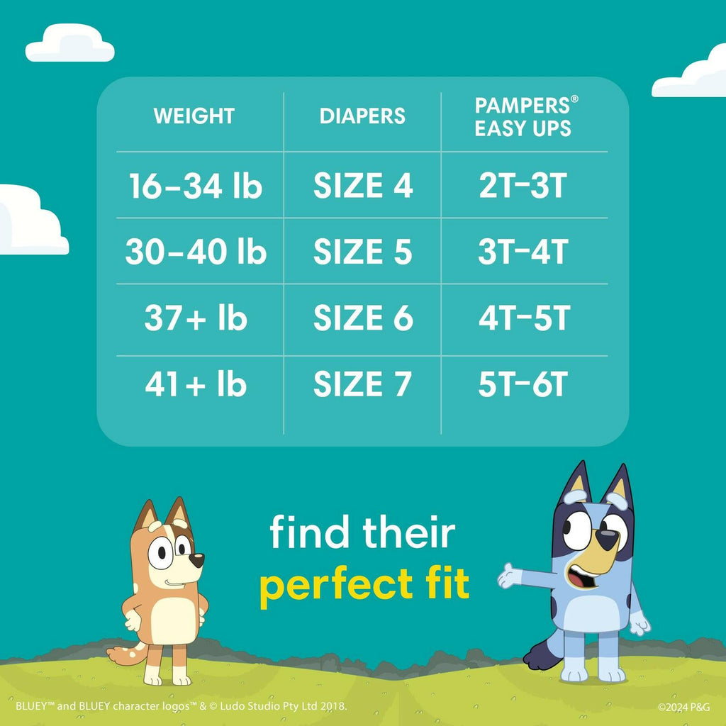 50 Count Pampers Training Pants - Easy Ups Boys & Girls Bluey - Size 2T-3T,