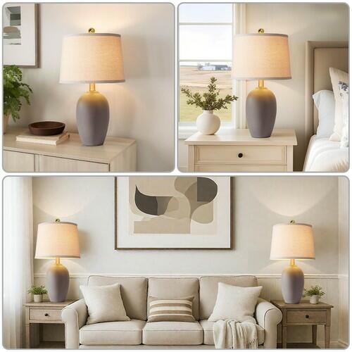 AIEAMPDO 21'' Set of 2 Farmhouse Ceramic Small Table Lamps for Living Room