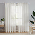 FMFUNCTEX Linen Sheer Curtains for Bedroom, Beige Curtains 84 inches Long for