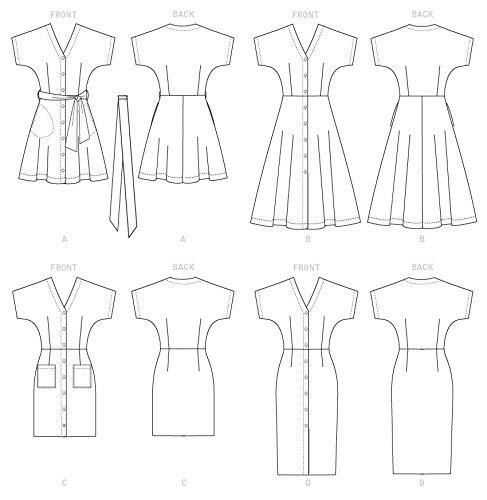 McCall's Women's Short Sleeve Pleated and Button Down Dress Sewing, Sizes 14-22