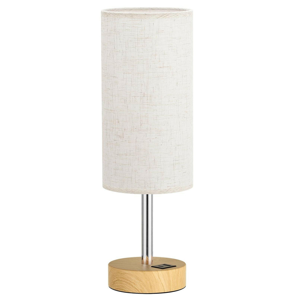 Dicoool Touch Bedside Table Lamp with USB - 3 Way Dimmable Wood Lamp for Bedroom
