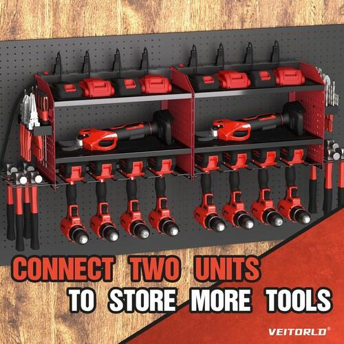 Power Tool Organizer with Charging Station, Heavy Duty Modular Wall Mount Rack