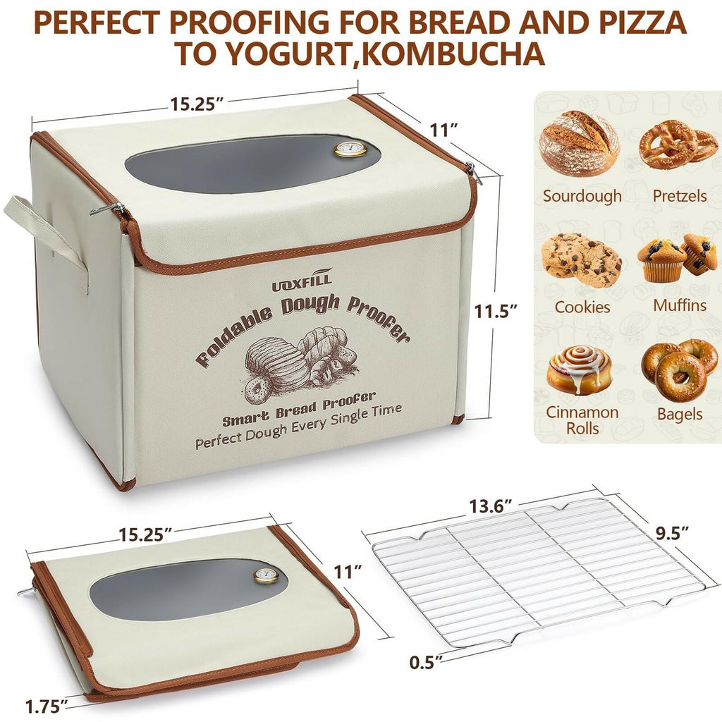 Folding Bread Proofing Box with Temp Control(50-122℉) & 48H Timer, Dough Proofer