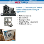 10 Pack BESTORQ A16 or 4L180 V-Belt Classic Wrapped Rubber X3 V-Belt Black 18"