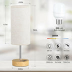 Dicoool Touch Bedside Table Lamp with USB - 3 Way Dimmable Wood Lamp for Bedroom