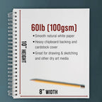 U.S. Art Supply 8"x10" Sketch Book Pad, 2 Pack (100 Sheets Each), 60lb (100gsm)