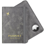 Stouchi AirTag Passport Wallet, Grey, Unisex, Faux Leather, RFID Blocking,
