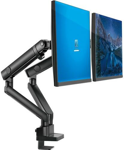 Dual Monitor Arm Stand 35" Screens Adjustable VESA Mount Desk Clamp Black