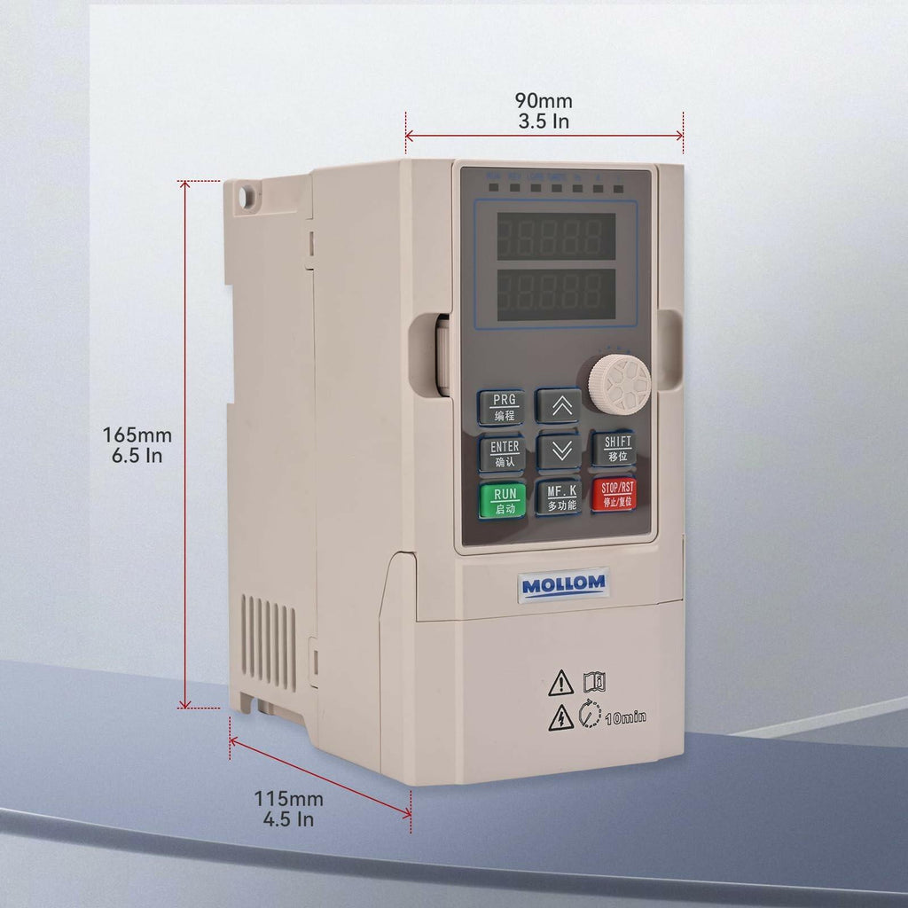 MOLLOM VFD 220V 2.2KW 3HP 9.6A 220V Single or Three Phase Input to 3 Phase