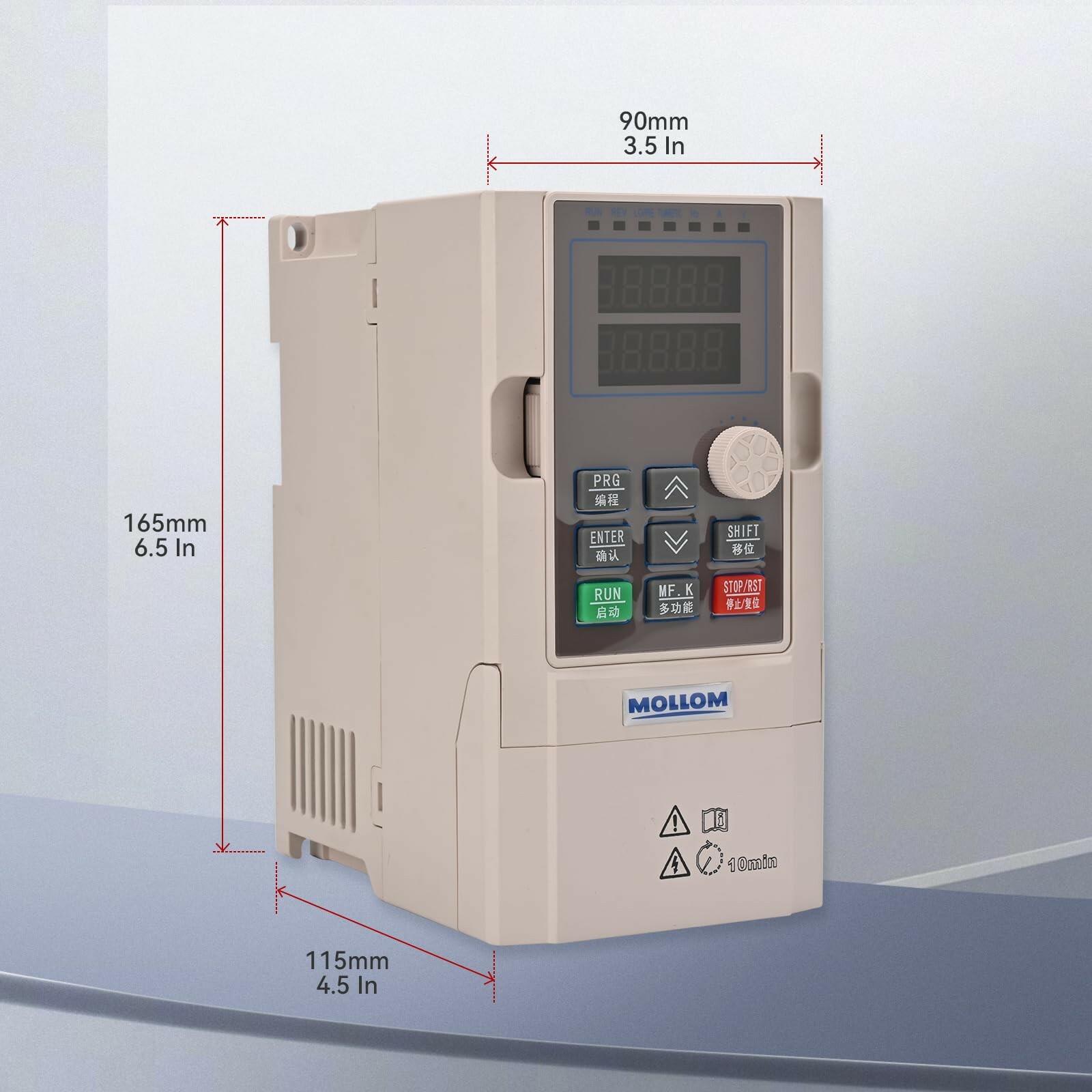 MOLLOM VFD 220V 2.2KW 3HP 9.6A 220V Single or Three Phase Input to 3 Phase