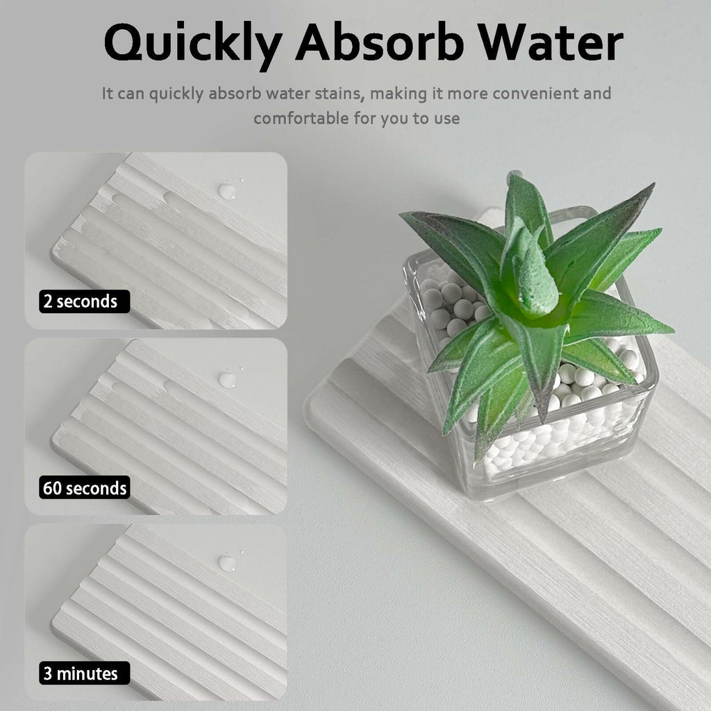 2 PCS Water Absorbing Stone Trays for Bathroom Sink & Kitchen Counter,
