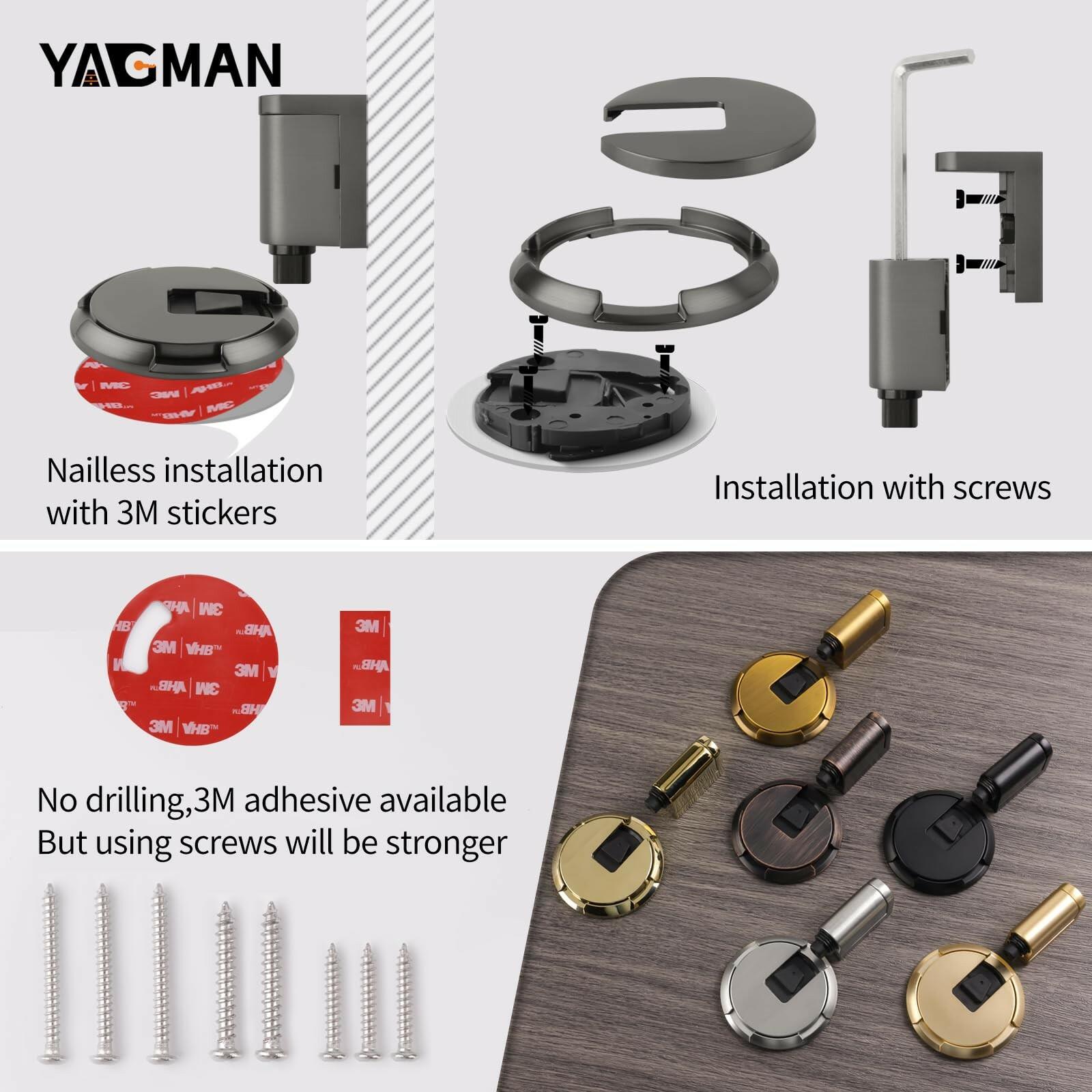 Yagman 3 Pack Windproof Door Stoppers Adjustable Bottom of Door Holder No