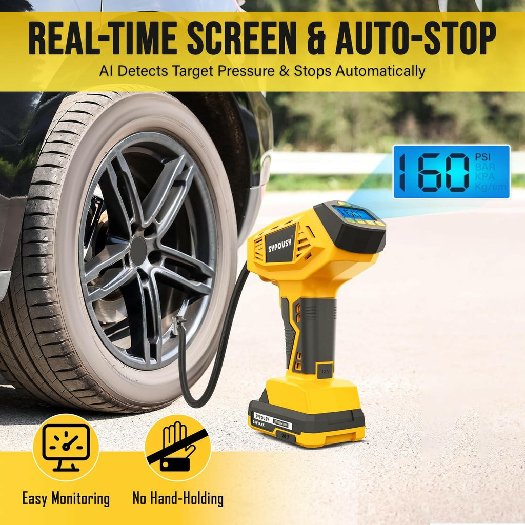 Tire Inflator Portable Air Compressor - 4X Faster Inflation, 160PSI Cordless