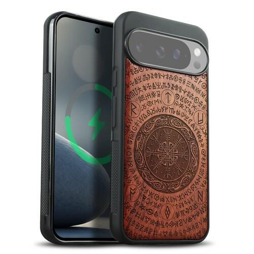 Carveit Wood Case for Pixel 10 Pro XL, (The Shield of Dragons) Rosy