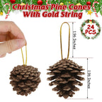 24 PCS Natural Pine Cones, 1.96 in Pinecone Ornaments, Rustic Pine Cones for
