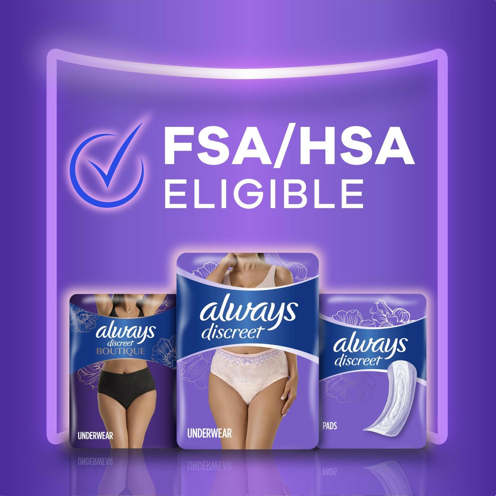 64 Count Always Discreet Adult Incontinence Underwear for Women and Postpartum