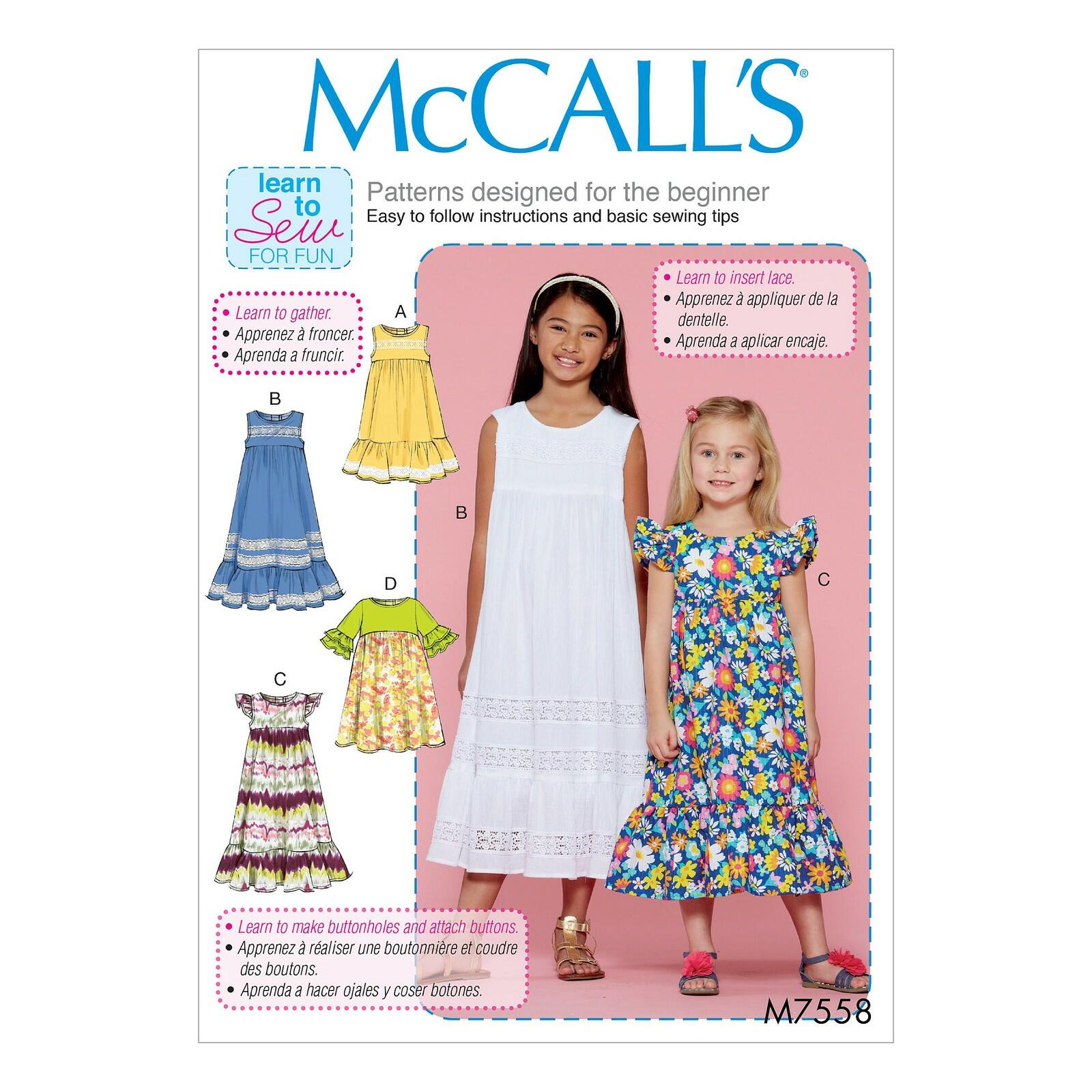McCall's Patterns Children's/Girls' Sleeveless and Ruffle Sleeve Empire-Waist
