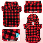 ALUZAEMO XXL Dog Hoodie for Large Meidum Small Dogs, Winter Plaid Fleece Warm