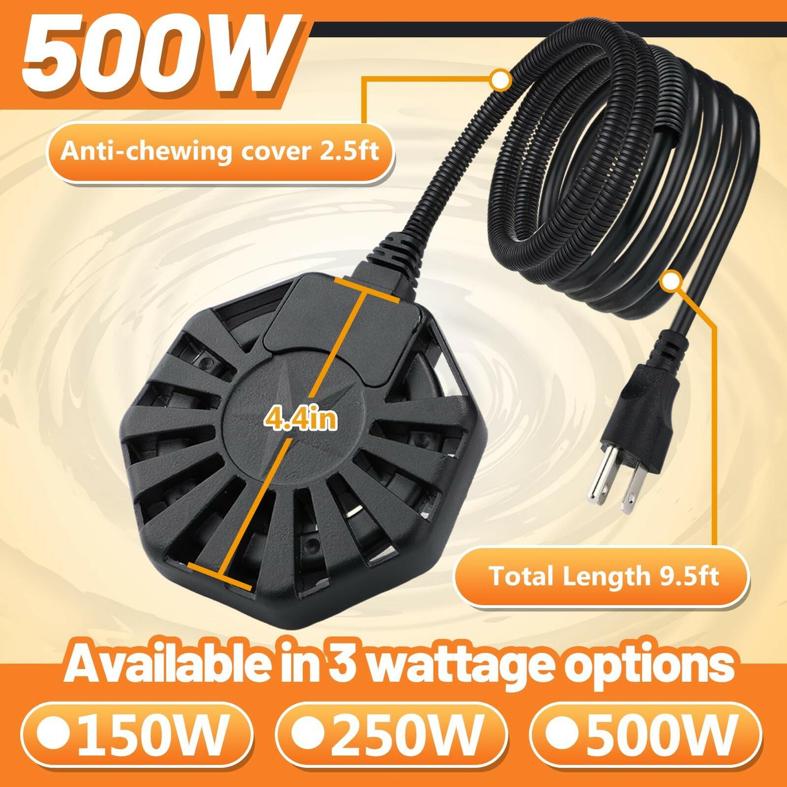 Biubee 500W Livestock Water Heater - Thermostatic Control Farm De-icer for 50
