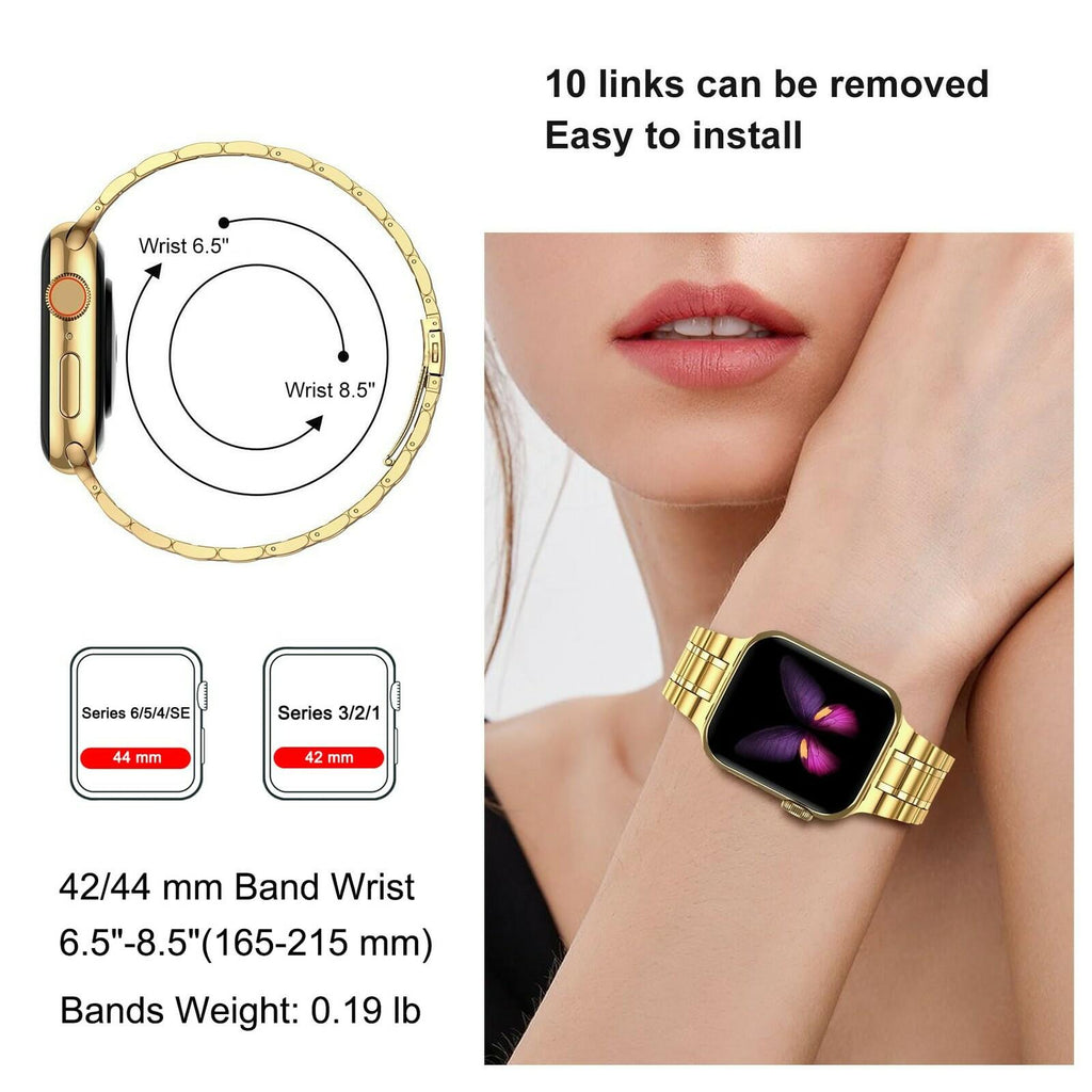 MioHHR Solid Stainless Steel Band Compatible with Apple Watch 44mm(Series
