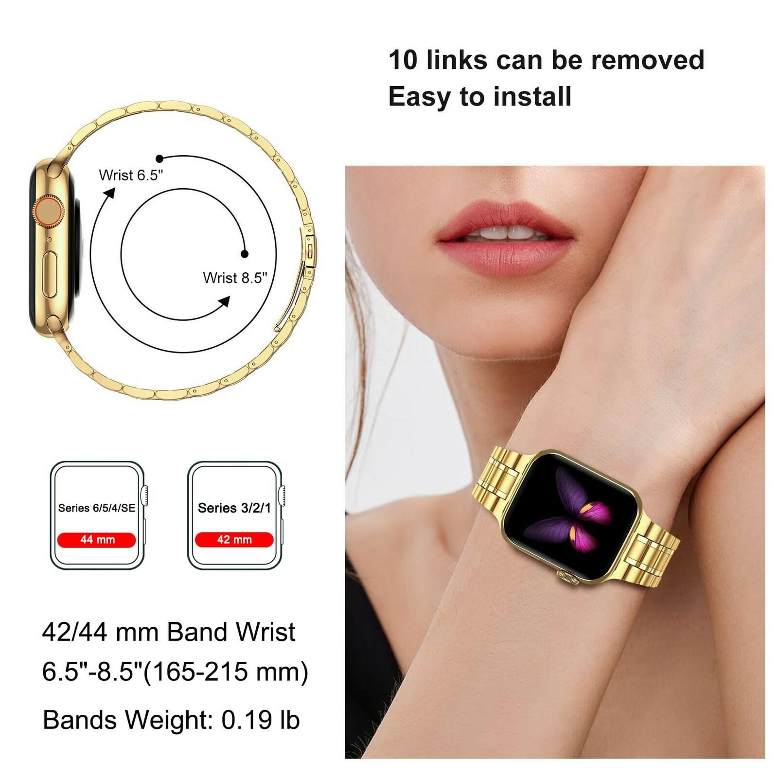 MioHHR Solid Stainless Steel Band Compatible with Apple Watch 44mm(Series