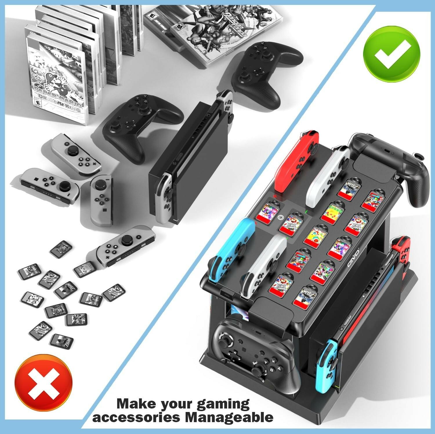 Switch Organizer Station with Controller Charger, Charging Dock for Nintendo