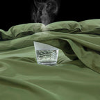 HOMBYS Oversized King Duvet Cover 120 x120 Inch, Ultra Soft Microfiber Olive