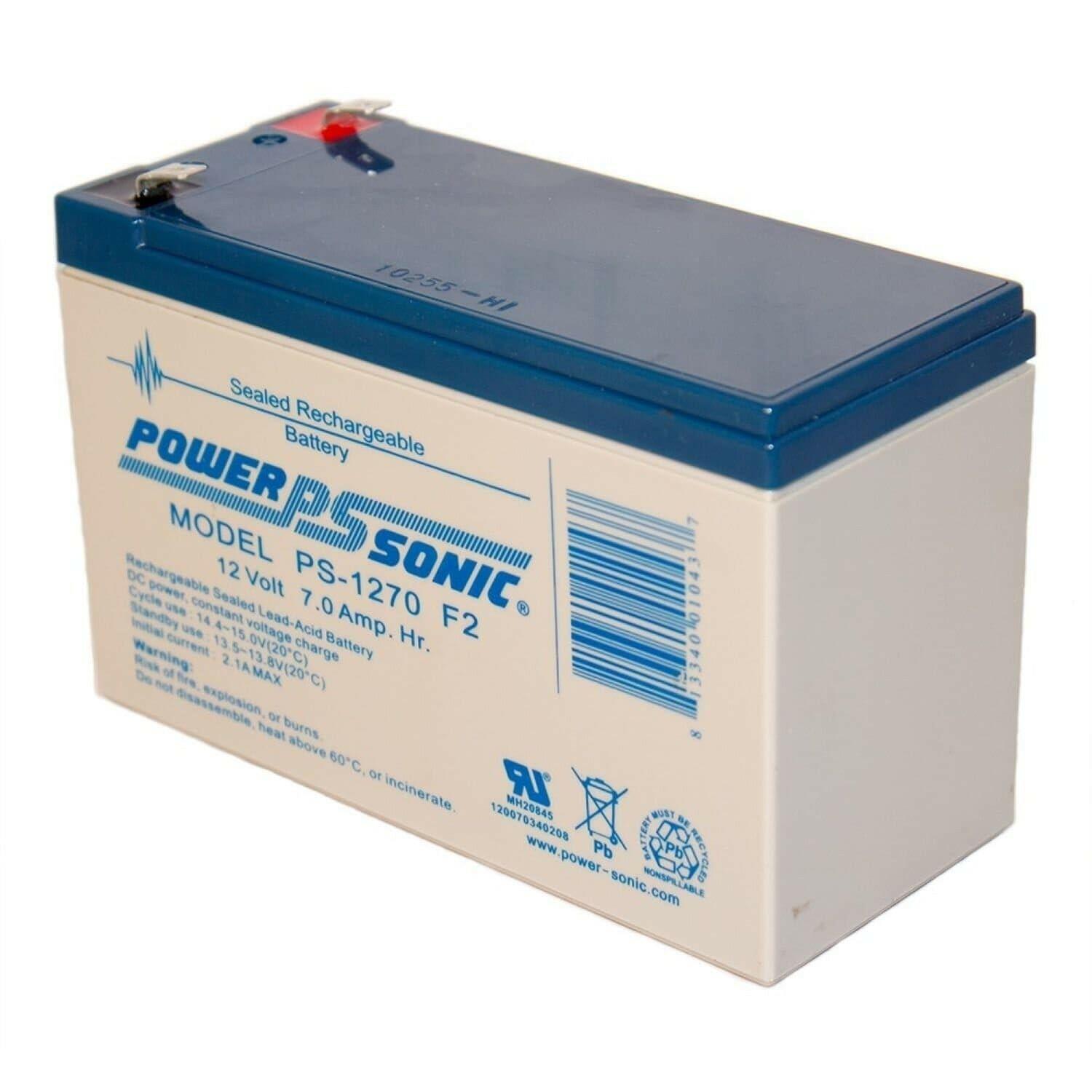 Power Sonic PS-1270 Sealed Lead Acid Battery, 12 Volt 7 AH, 0.250 F2 Terminal