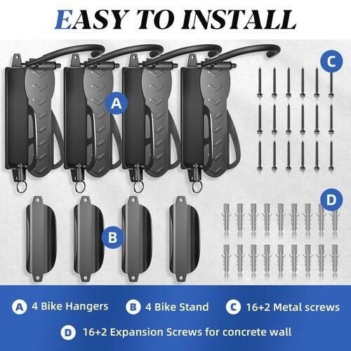 Goovilla 2 Pack Swivel Bike Wall Mount Hangers Garage Space Saving Rack