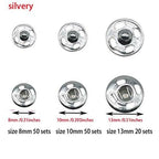 120 Sets 3 Sizes Sew On Snap Buttons Metal Fastener Press for Sewing Clothing