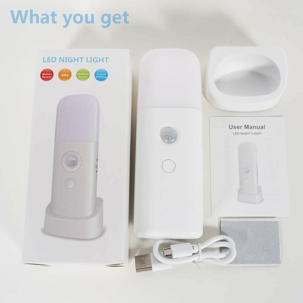 CREWEEL Motion Sensor Night Light Indoor, 2000mAh Battery Operated Lights,