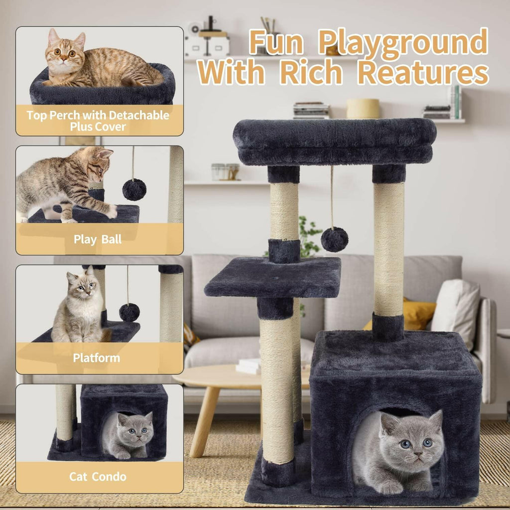OPEN BOX - FISH&NAP Cute Cat Tree Kitten Cat Tower for Indoor Cat Condo Sisal