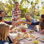 Besteek 250 Piece Compostable Paper Plates Set with Extra Long Utensils