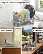 Nfnoyp Dish Rack, Carbon Steel Small Dish Drying Rack Rustproof for Kitchen