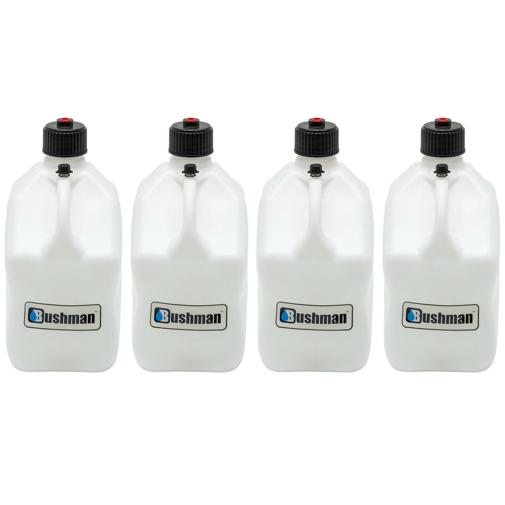 Bushman 4 Pack U-Jug Storage Jug, Portable Plastic Container, 5.5Gal, White