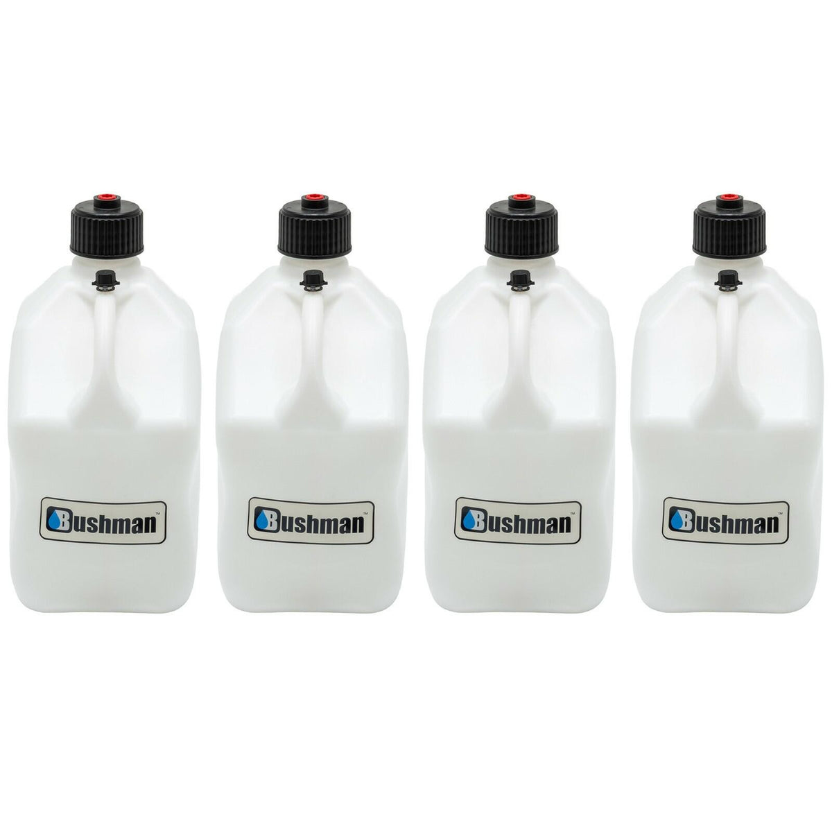 Bushman 4 Pack U-Jug Storage Jug, Portable Plastic Container, 5.5Gal, White