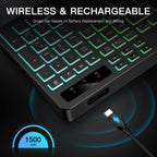 Soueto Wireless Keyboard with 7-Color RGB Backlit, Full-Size Computer Keyboard