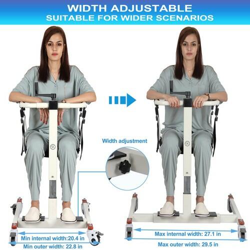 Patient Lift Transfer Chair Portable Wheelchair Commode Adjustable Steel Lift