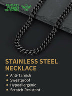 FindChic Black Chain Necklace for Men Thick Cuban Link Men's Curb Chain Necklace
