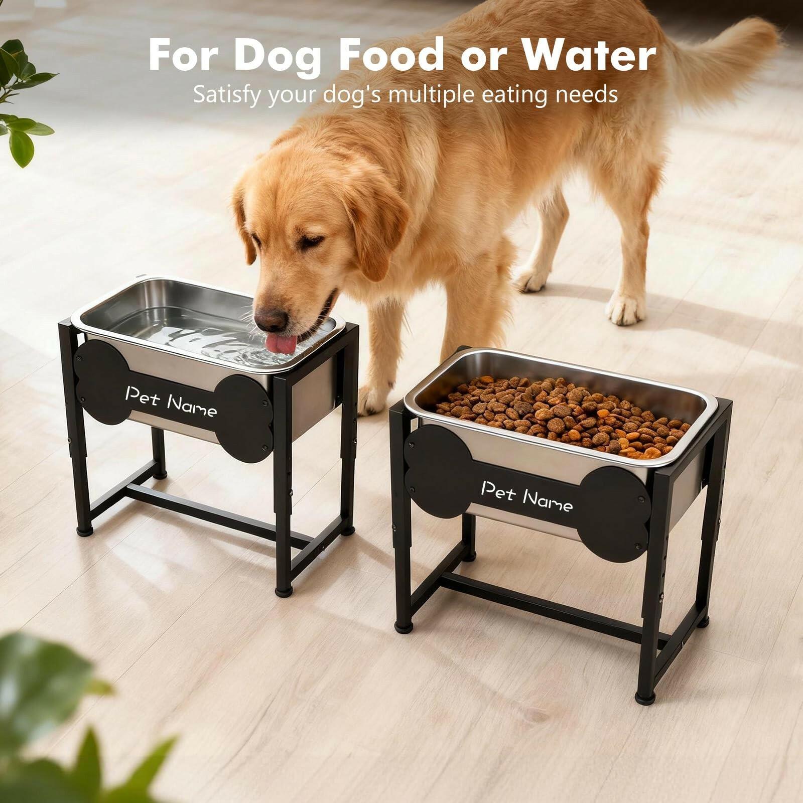 Tivray Elevated Dog Bowl, 2.4 Gallon Adjustable Stainless Steel Water Bowl for