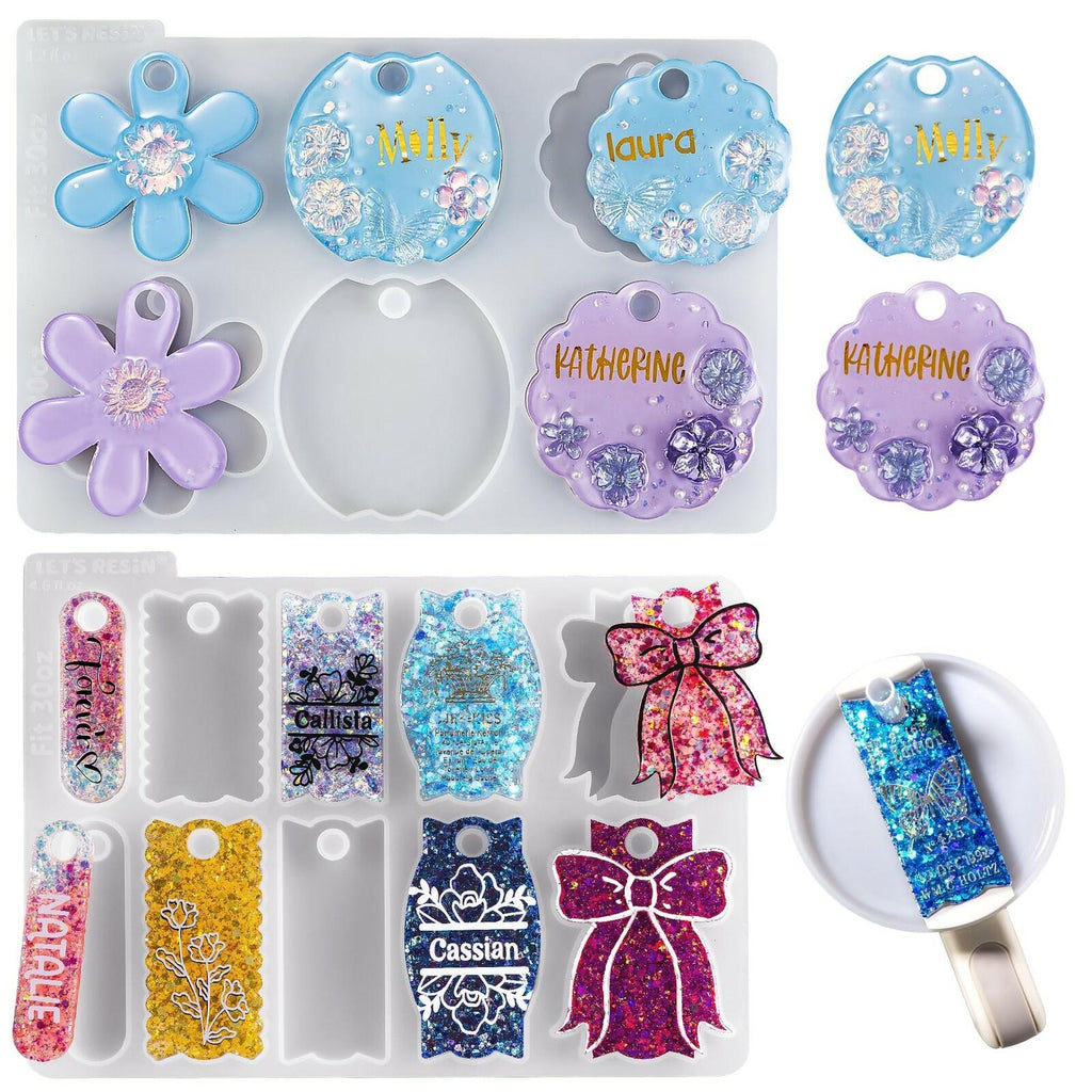 LET'S RESIN Name Plates Resin Molds for 20oz/30oz & 40oz Lid, 16 Cavities 2Pcs