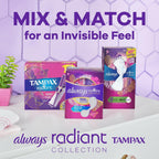 28 Count Tampax Radiant Tampons Multipack With Leakguard Braid, Regular/Super