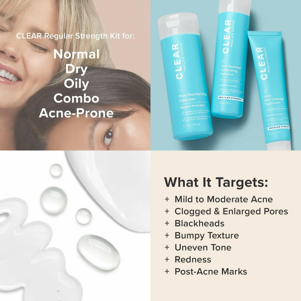 Paula's Choice CLEAR Regular Strength Acne Kit, 2% Salicylic Acid & 2.5% Benzoyl