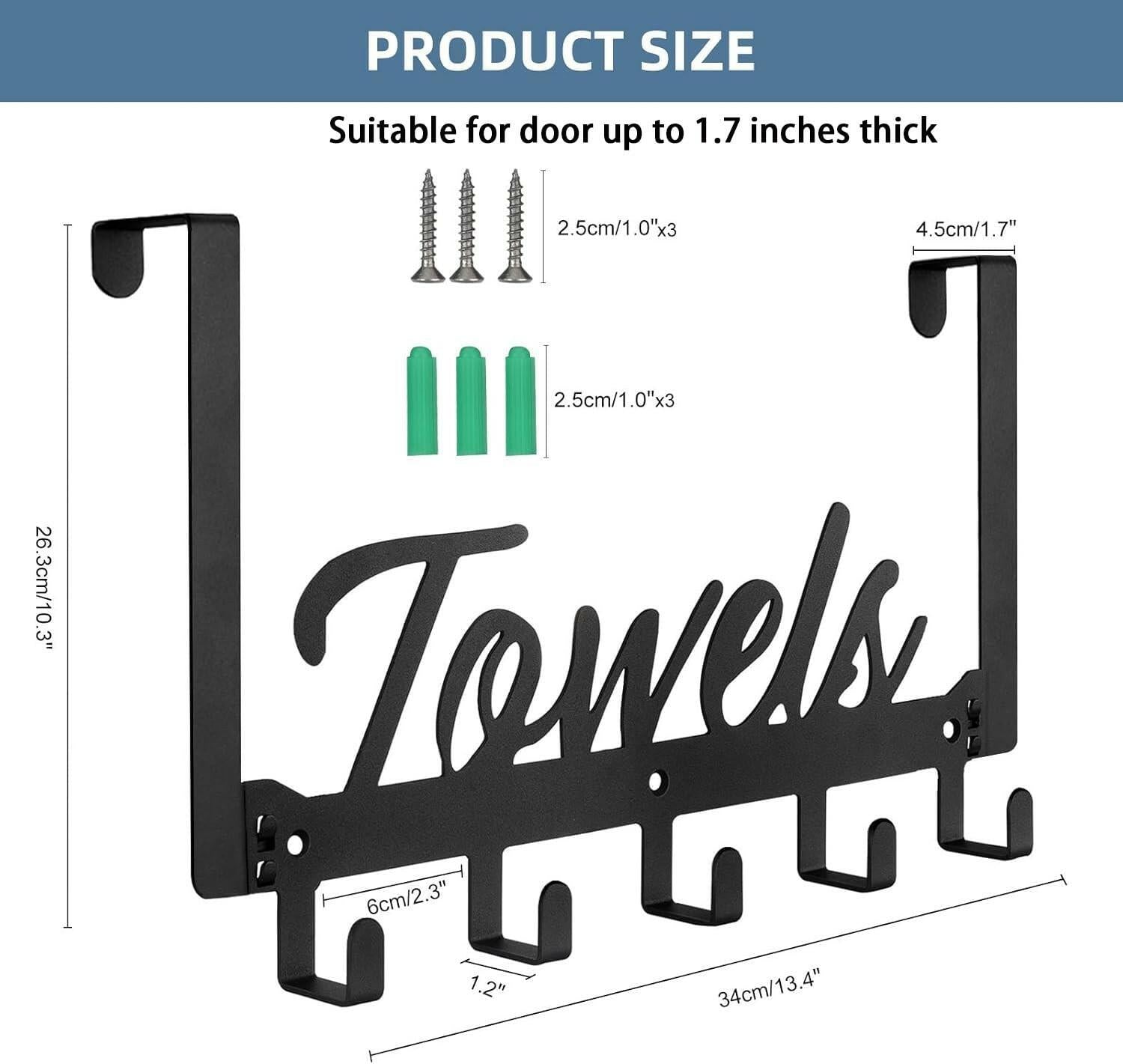 Azmoncy Over The Door Hooks, Towel Rack Towel Hooks for Bathroom, Towel Holder