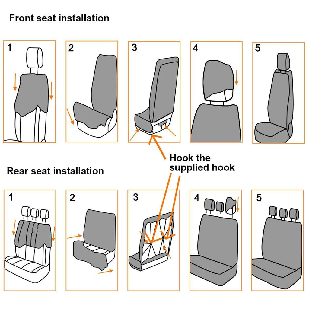 TNAIYH Car Seat Cover Full Set, Fashion Soft Sponge Vehicle Front and Rear Split