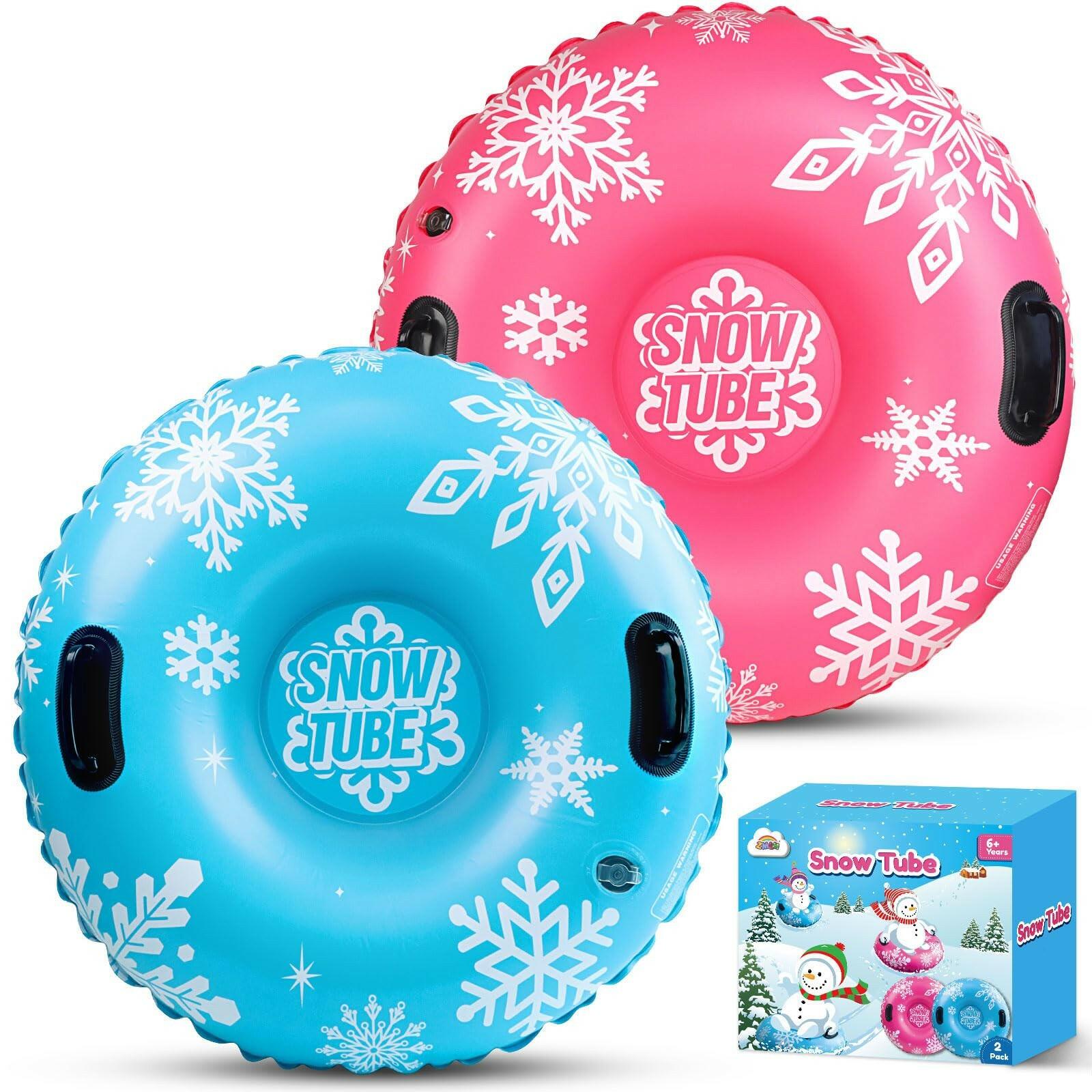 ZMLM Snow Tube for Sledding -2 Pack/3 Pack 36" Inflatable Snow Sled for Kids and