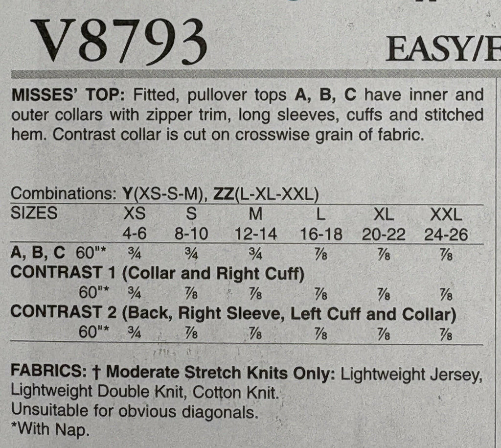 Vogue 8793 Katherine Tilton Knit Tops Misses' Sz XS S M 29.5-36" Bust UC FF OOP